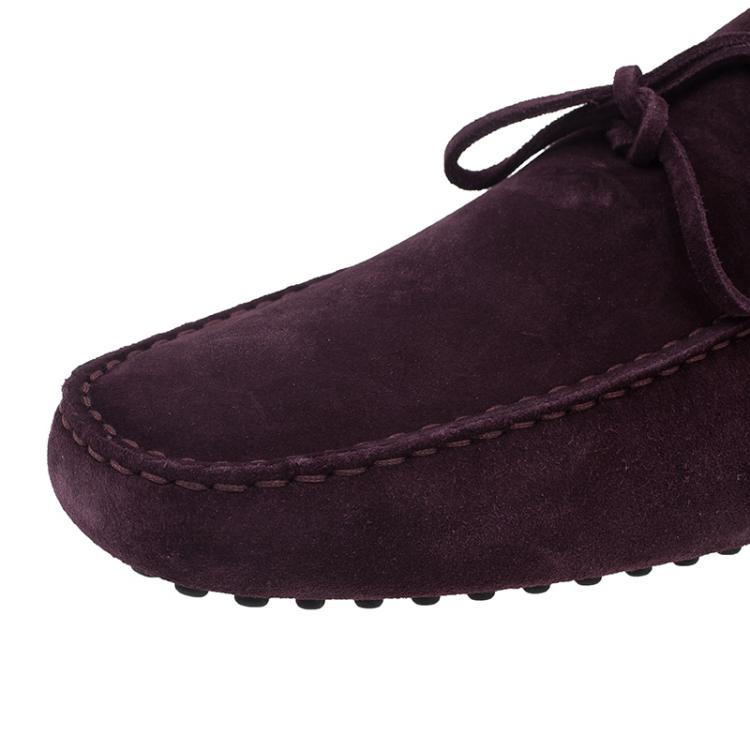 Pre Owned Tod's Purple Suede Bow Loafers Size 43
