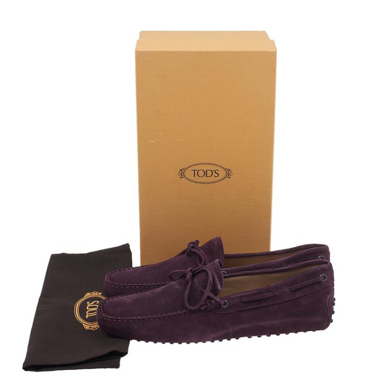 Pre Owned Tod's Purple Suede Bow Loafers Size 43
