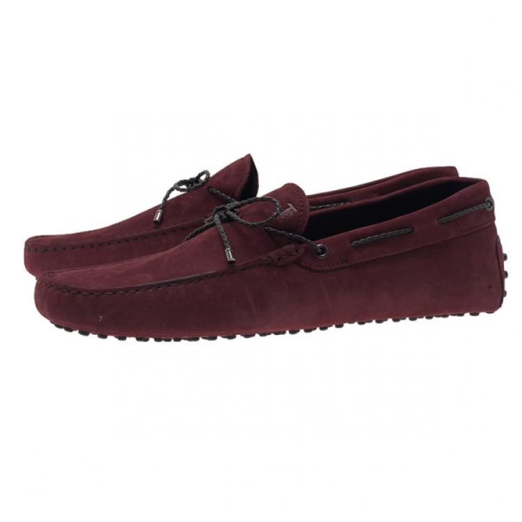 Pre Owned Tod's Purple Suede Bow Loafers Size 44