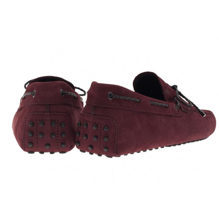 Pre Owned Tod's Purple Suede Bow Loafers Size 44