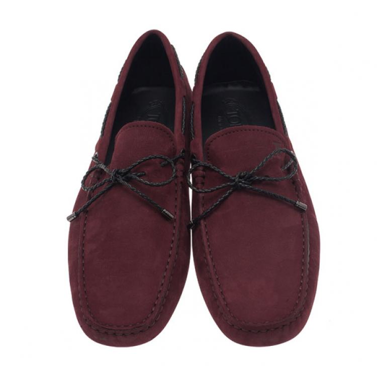 Pre Owned Tod's Purple Suede Bow Loafers Size 44