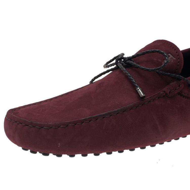 Pre Owned Tod's Purple Suede Bow Loafers Size 44