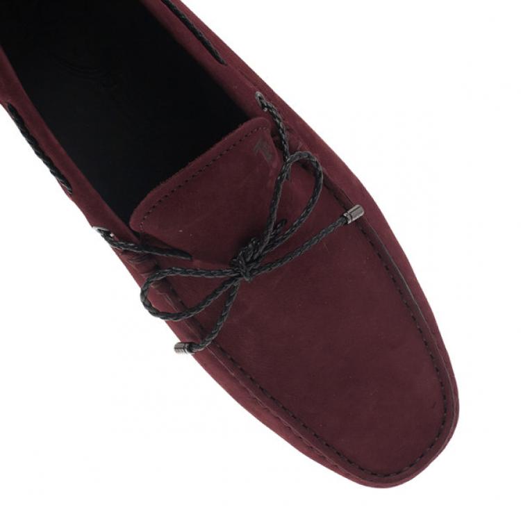 Pre Owned Tod's Purple Suede Bow Loafers Size 44