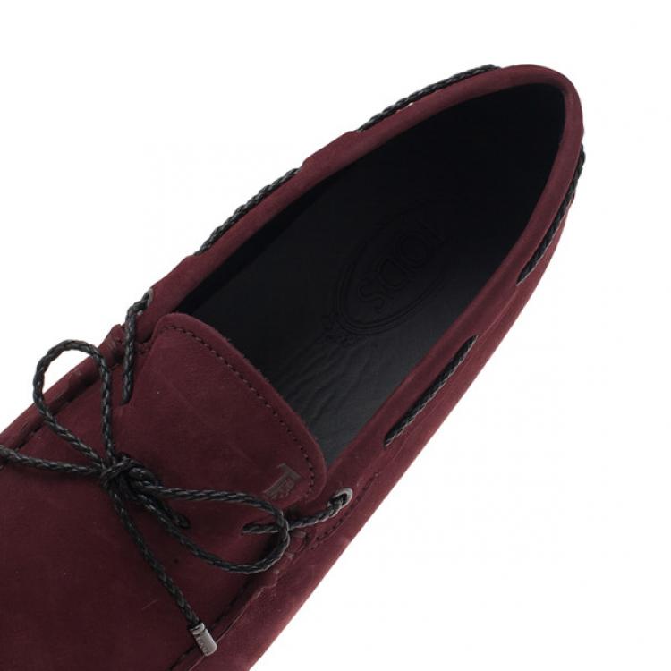 Pre Owned Tod's Purple Suede Bow Loafers Size 44