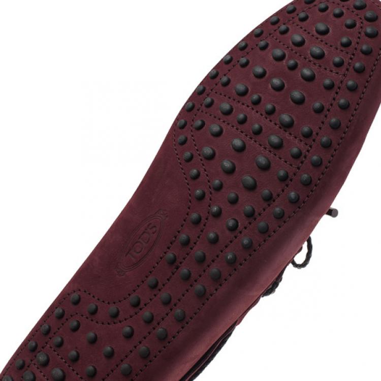 Pre Owned Tod's Purple Suede Bow Loafers Size 44