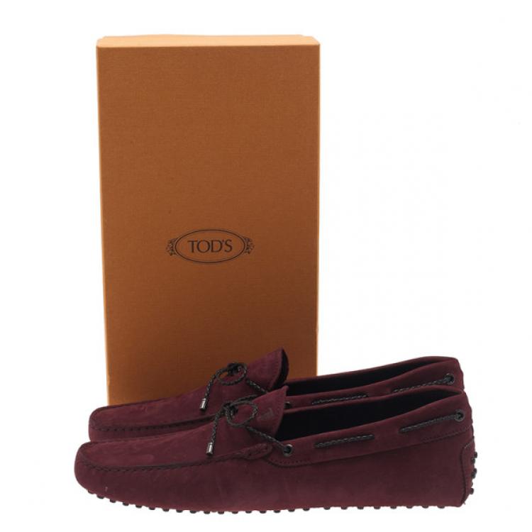 Pre Owned Tod's Purple Suede Bow Loafers Size 44