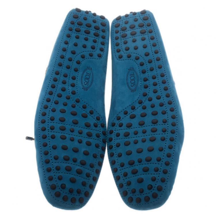 Pre Owned Tod's Blue Suede Bow Loafers Size 43.5