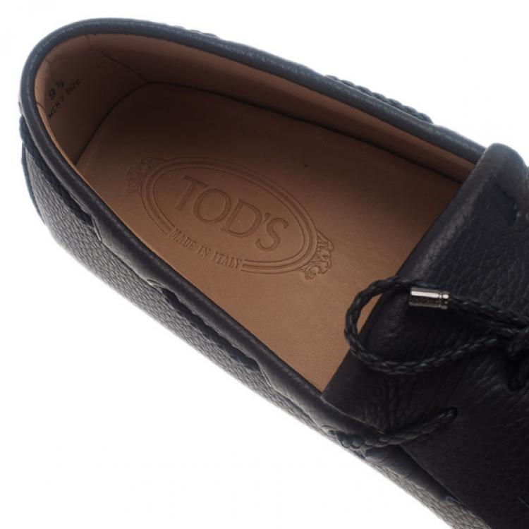 Pre Owned Tod's Navy Leather Bow Fringe Loafers Size 43.5