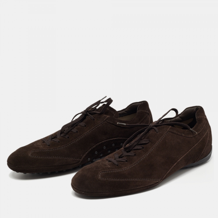 Pre Owned Tod's Brown Suede Lace Up Sneakers Size 45.5