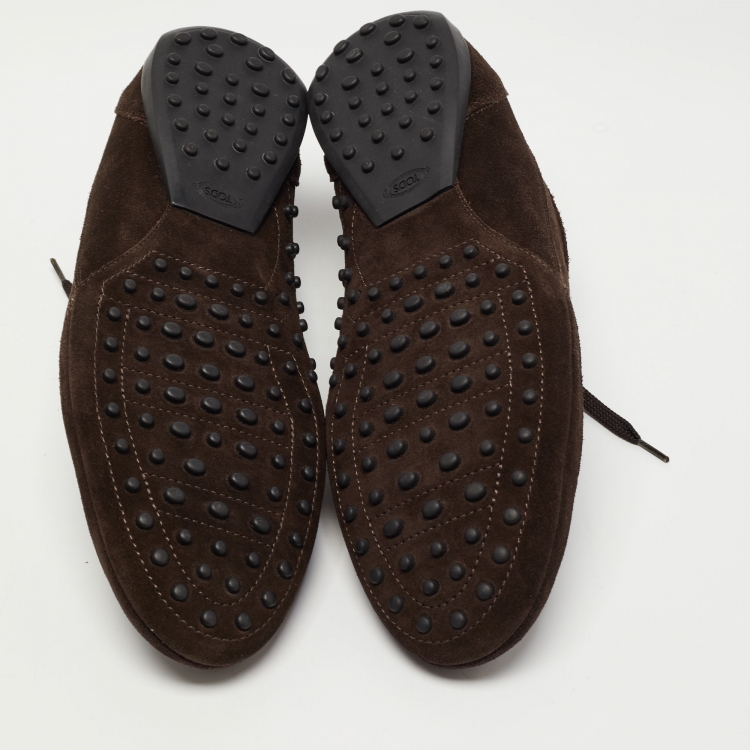 Pre Owned Tod's Brown Suede Lace Up Sneakers Size 45.5
