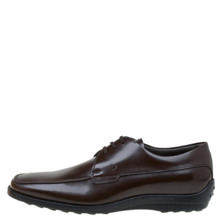 Pre Owned Tod's Brown Leather Lace Up Oxfords Size 40