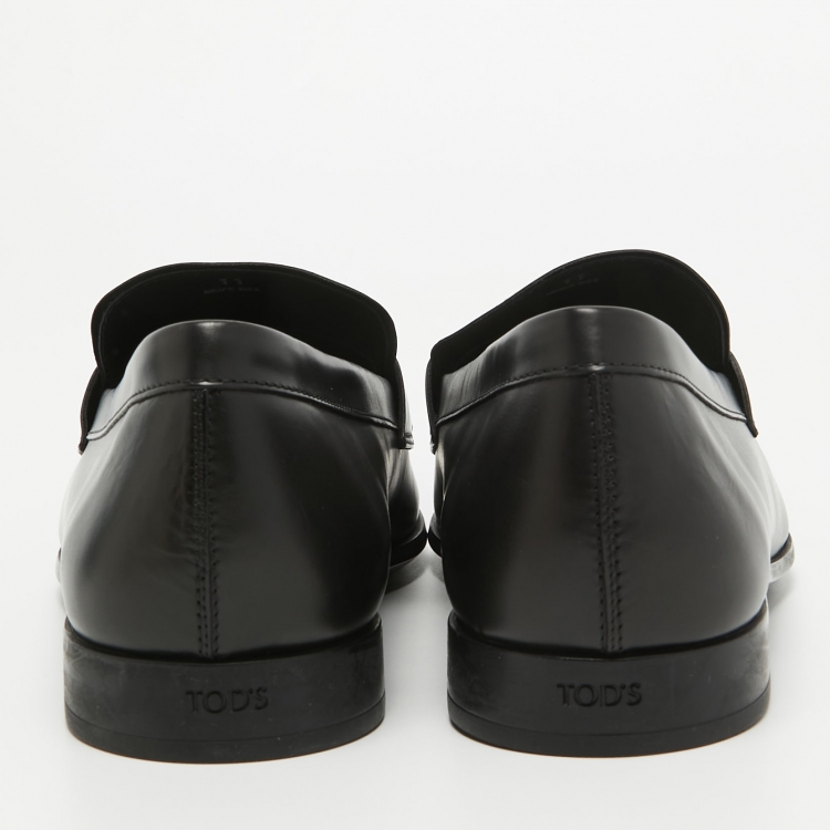 Pre Owned Tod's Black Leather Penny Slip On Loafers Size 45.5