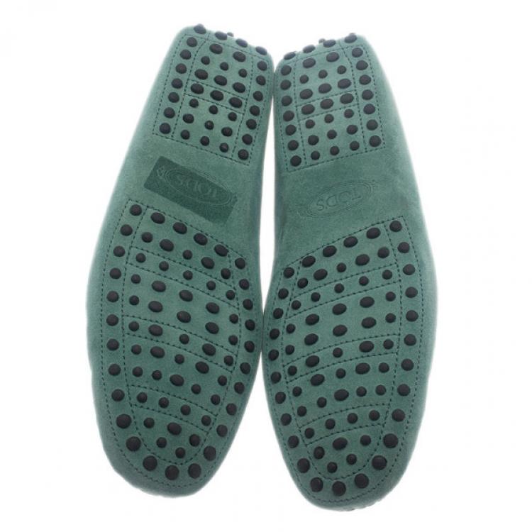 Pre Owned Tod's for Ferrari Limited Edition Green Suede Loafers Size 43.5