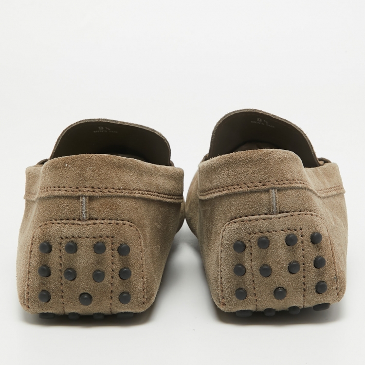 Pre Owned Tod's Grey Suede Buckle Detail Loafers Size 44