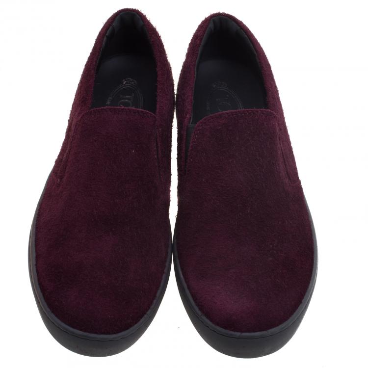 Pre Owned Tod's Purple Suede Slip On Sneakers Size 42.5