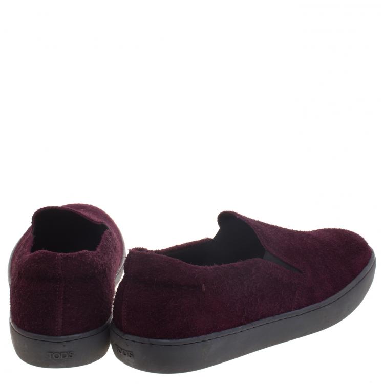 Pre Owned Tod's Purple Suede Slip On Sneakers Size 42.5