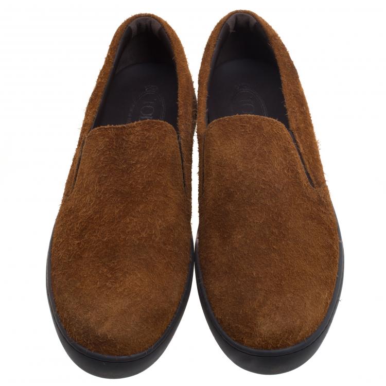 Pre Owned Tod's Brown Suede Slip On Sneakers Size 44.5