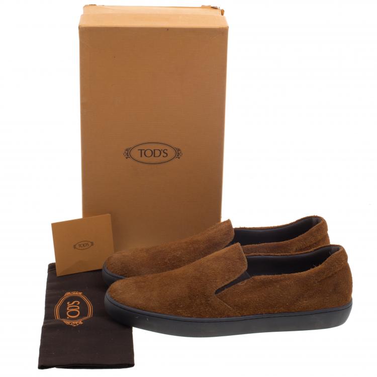 Pre Owned Tod's Brown Suede Slip On Sneakers Size 44.5