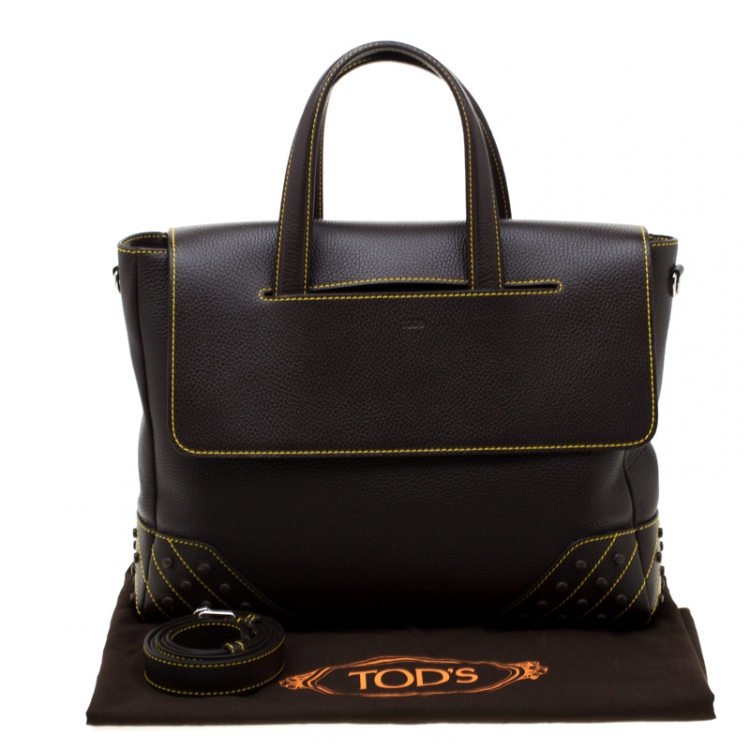 Pre Owned Tod's Dark Brown Leather Envelope Bag