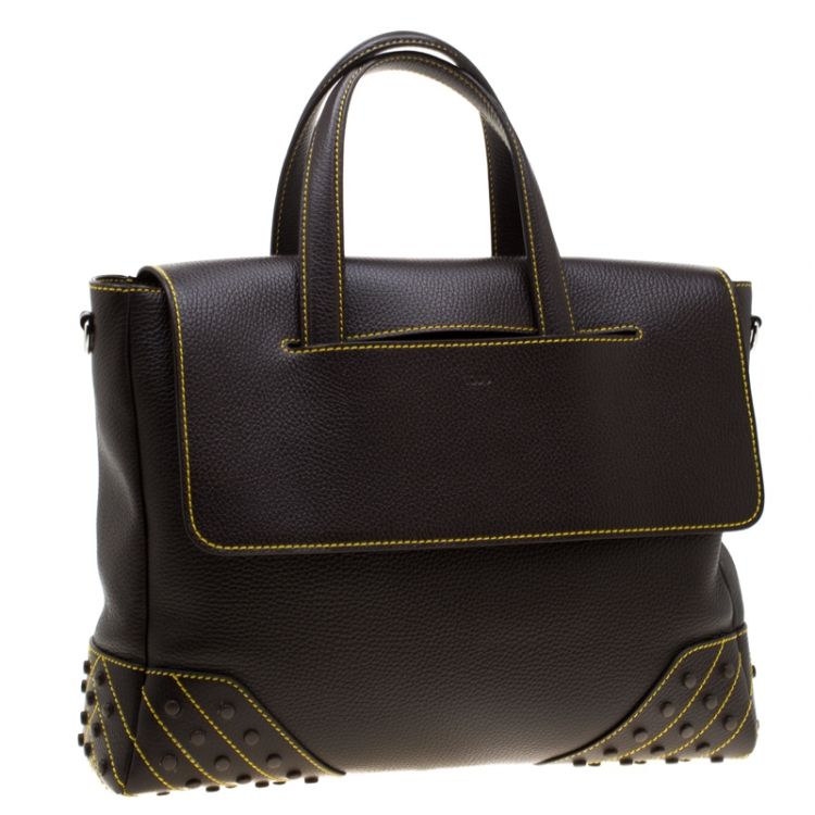 Pre Owned Tod's Dark Brown Leather Envelope Bag