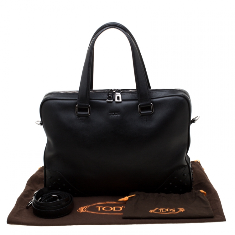 Pre Owned Tod's Black Leather Gommini Briefcase