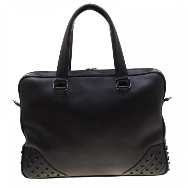Pre Owned Tod's Black Leather Gommini Briefcase