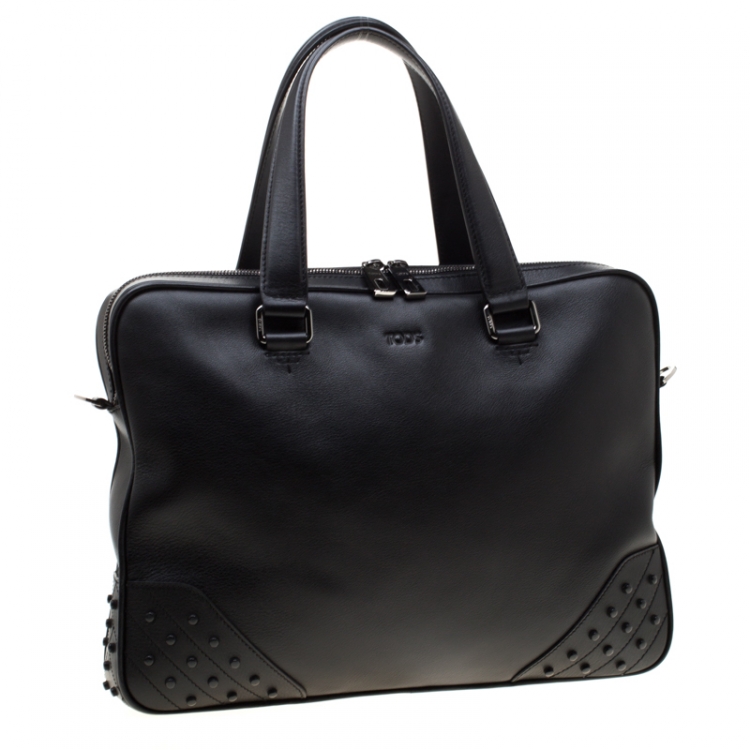 Pre Owned Tod's Black Leather Gommini Briefcase
