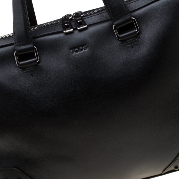 Pre Owned Tod's Black Leather Gommini Briefcase