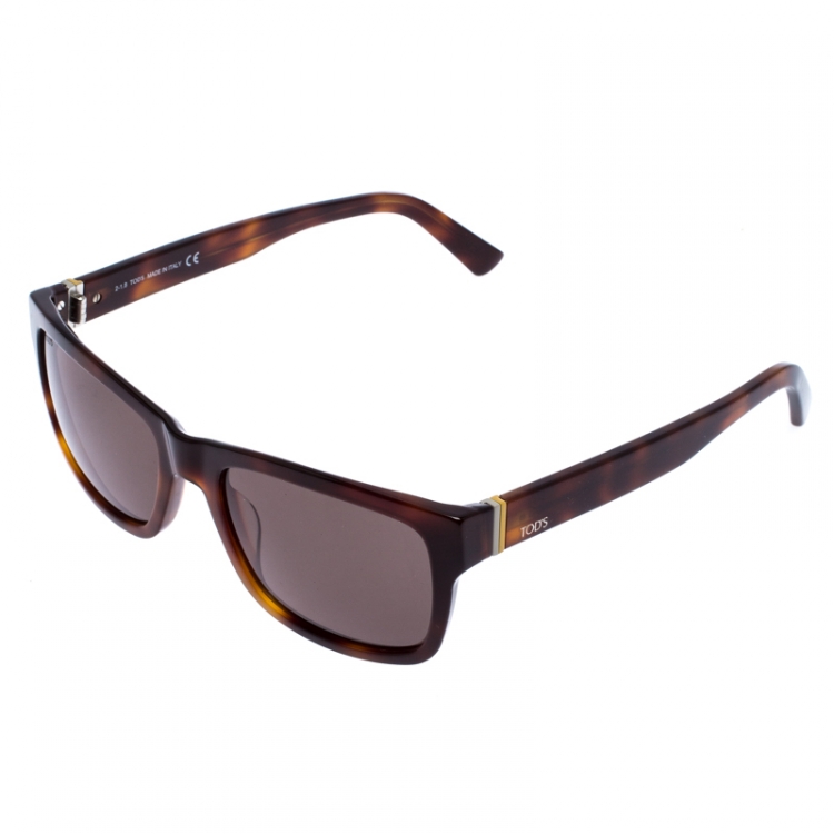 Pre Owned Tod's Brown Tortoise Shell Gradient TO 163 Square Sunglasses