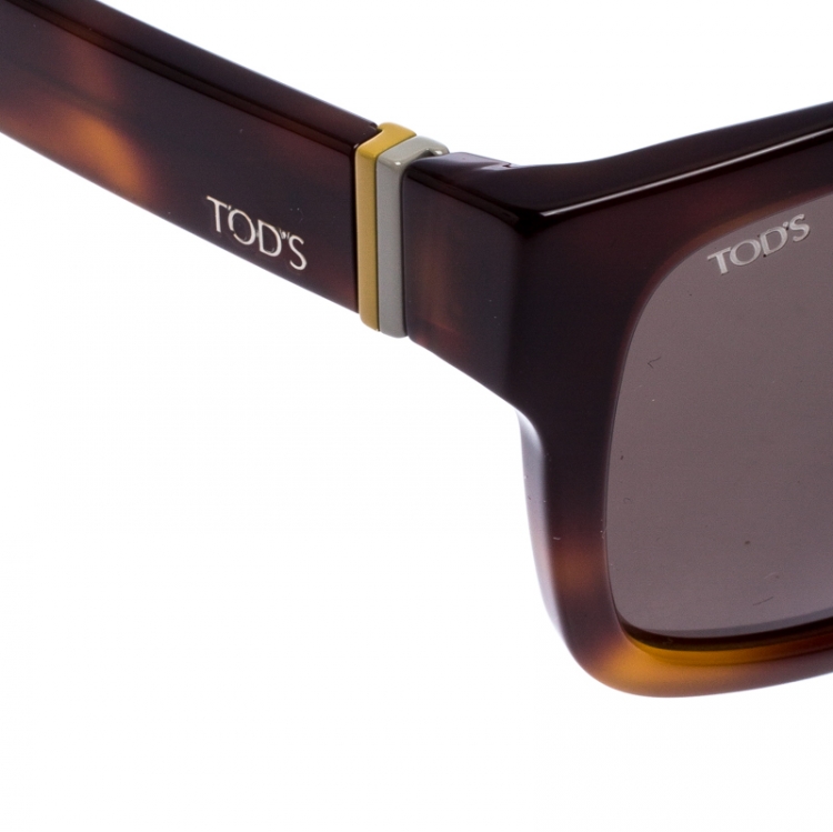 Pre Owned Tod's Brown Tortoise Shell Gradient TO 163 Square Sunglasses