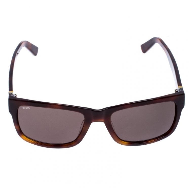 Pre Owned Tod's Brown Tortoise Shell Gradient TO 163 Square Sunglasses