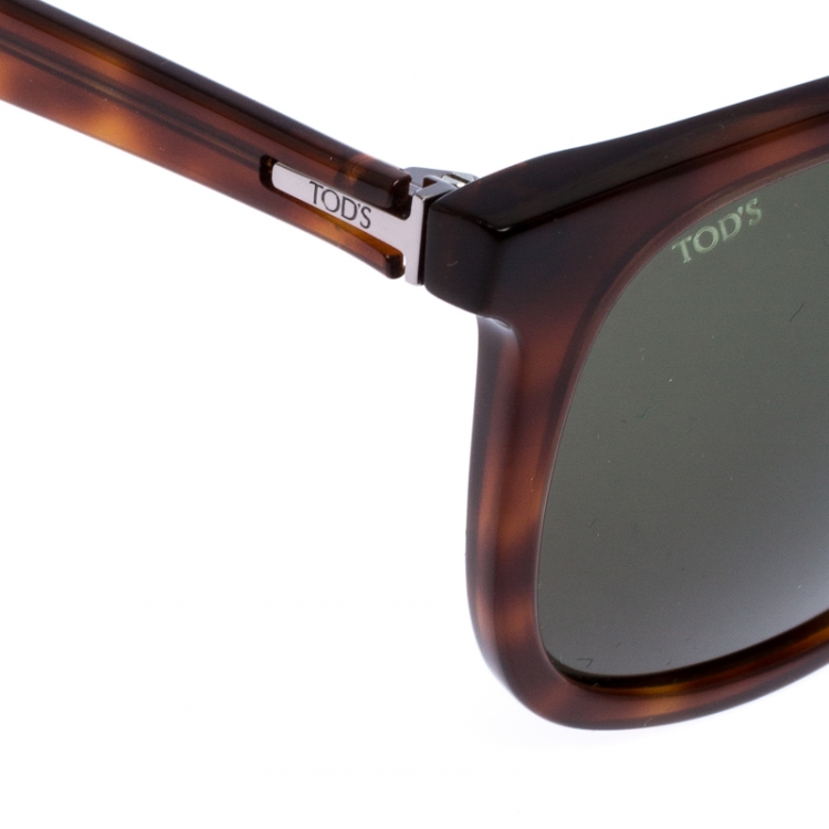 Pre Owned Tod's Brown/Green Lens TO 178 Wayfarer Sunglasses