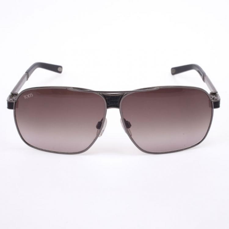 Pre Owned Tod's Black TO0024 Men Aviators