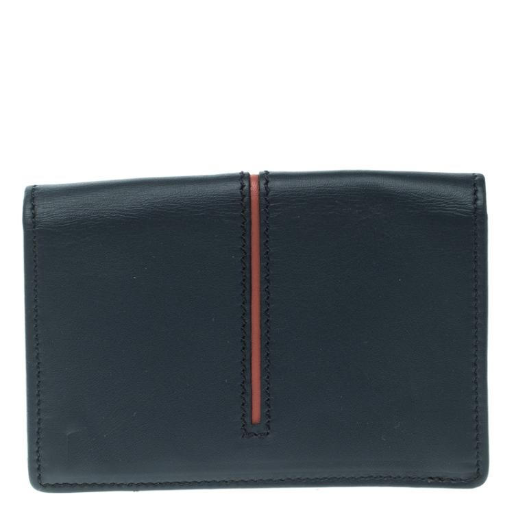 Pre Owned Tod's Navy Blue Leather Striped Card Case