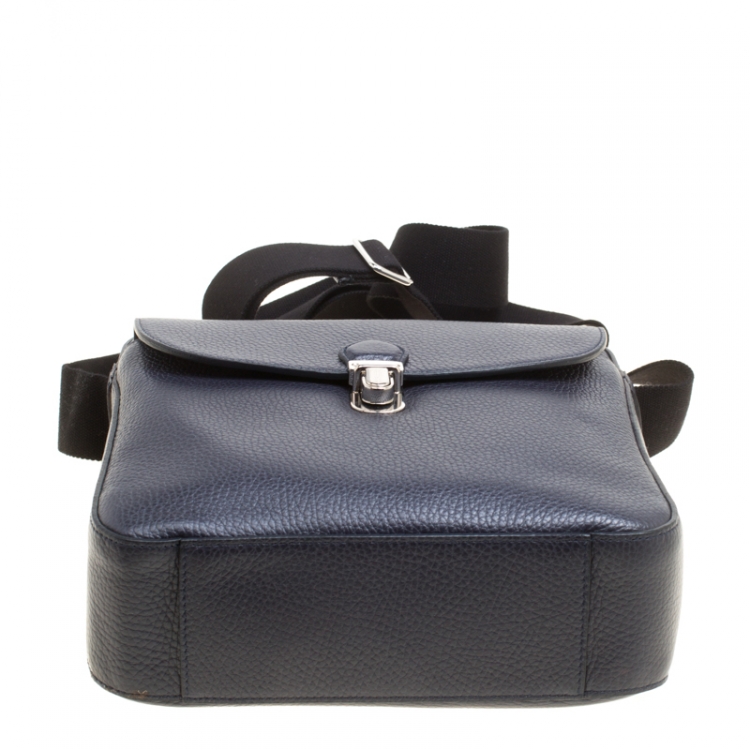 Pre Owned Tod's Navy Blue Leather Reporter Messenger Bag