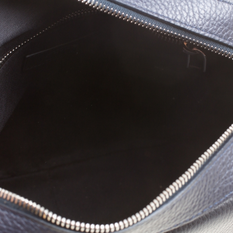 Pre Owned Tod's Navy Blue Leather Reporter Messenger Bag