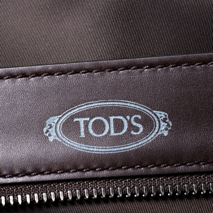 Pre Owned Tod's Dark Brown/Tan Leather Script Tote