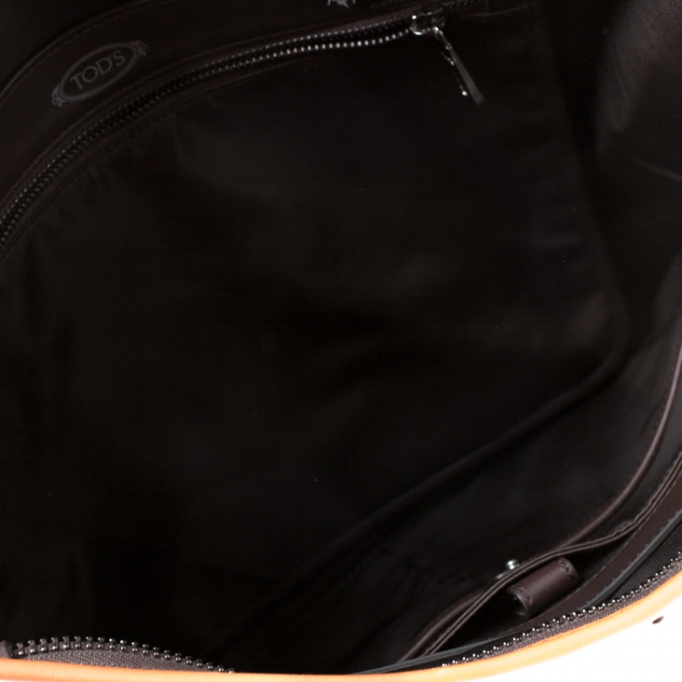 Pre Owned Tod's Dark Brown/Tan Leather Script Tote
