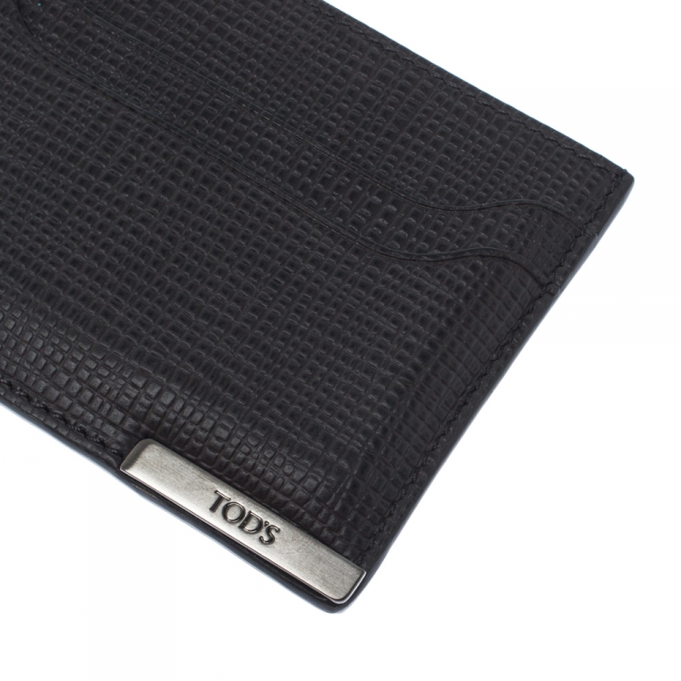 Pre Owned Tod's Dark Grey Textured Leather Cardholder 