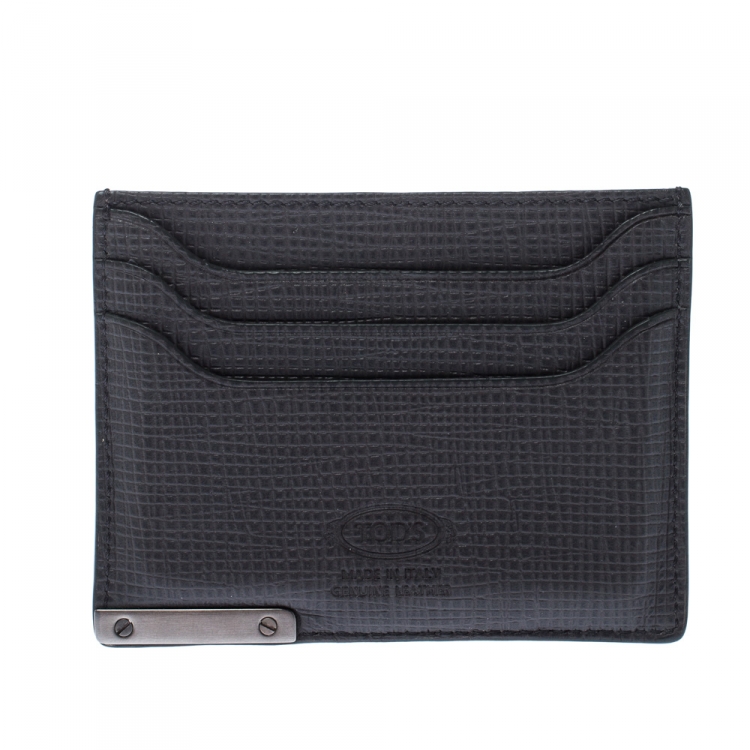 Pre Owned Tod's Dark Grey Textured Leather Cardholder 