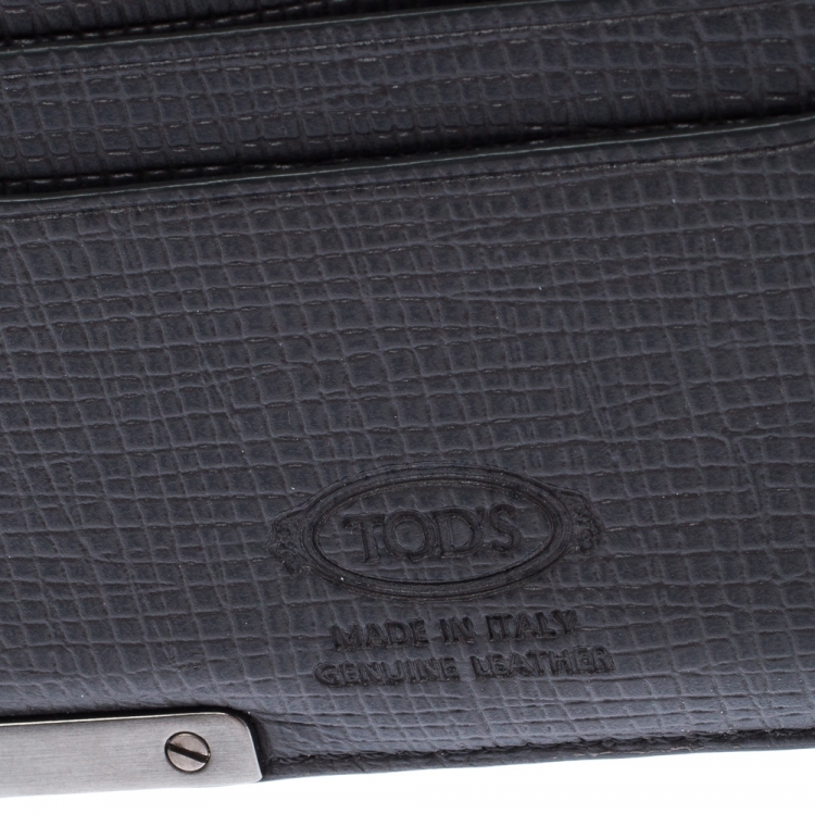 Pre Owned Tod's Dark Grey Textured Leather Cardholder 