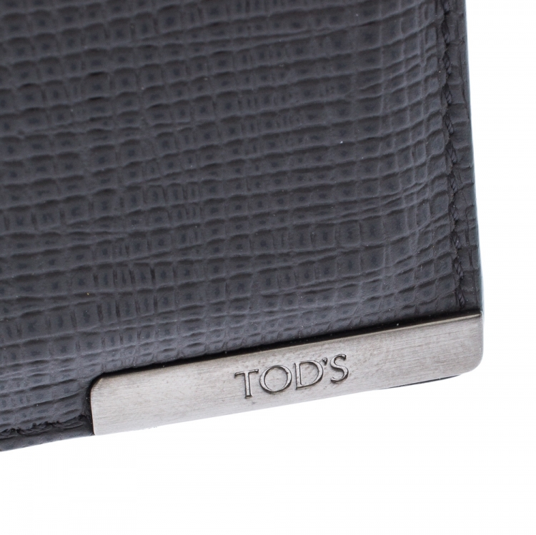 Pre Owned Tod's Dark Grey Textured Leather Cardholder 