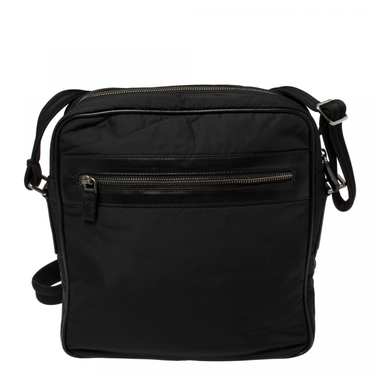 Pre Owned Tod's Black Nylon and Leather Pocket Messenger Bag