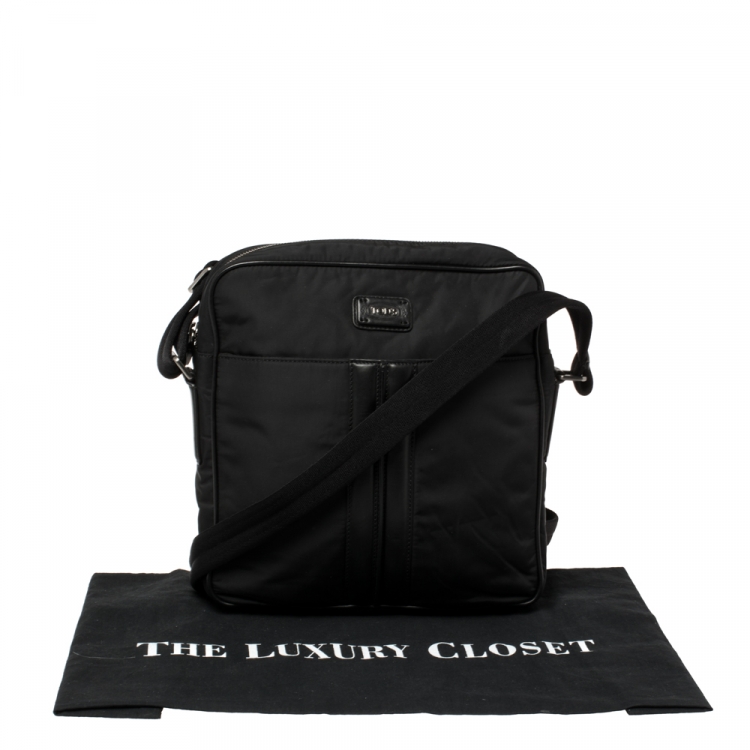Pre Owned Tod's Black Nylon and Leather Pocket Messenger Bag