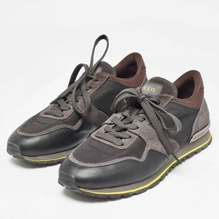 Pre Owned Tod's Tricolor Leather and Satin Lace Up Sneakers Size 41 