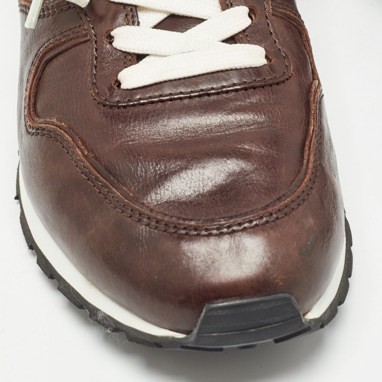 Pre Owned Tod's Brown Leather Lace Up Sneakers Size 41