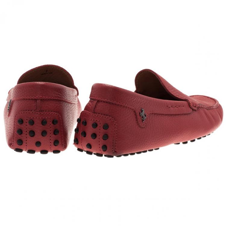 Pre Owned Tod's for Ferrari Red Leather Loafers Size 40
