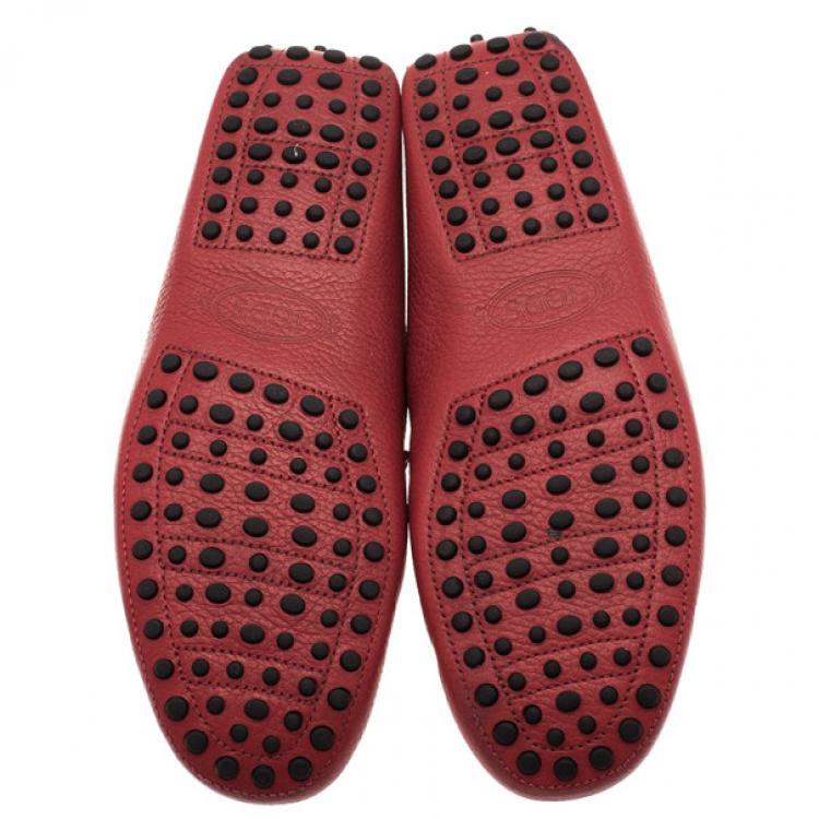 Pre Owned Tod's for Ferrari Red Leather Loafers Size 40