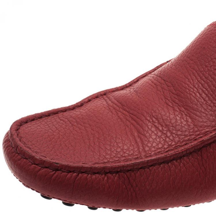 Pre Owned Tod's for Ferrari Red Leather Loafers Size 40
