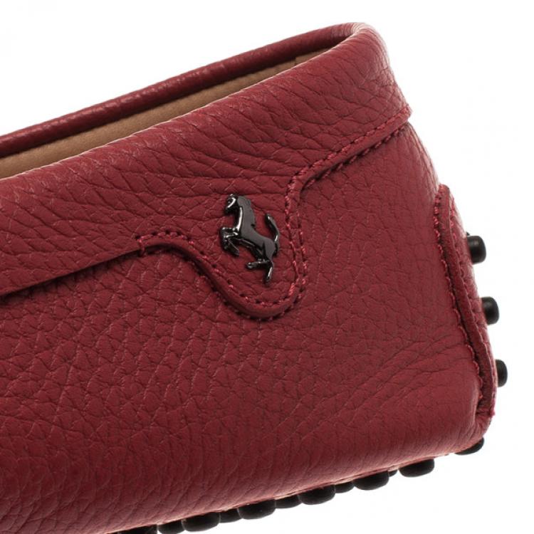 Pre Owned Tod's for Ferrari Red Leather Loafers Size 40